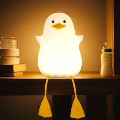 Image of Attivolife Duck Night Light for Kids, Cute Animal Silicone Lamp Touch Control + Dimmable Timer, USB Rechargeable LED Feeding Nightlight Bedside Bedroom Decor Birthday Gifts Toddler Baby Women