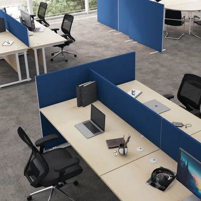 Image of First Desk Mounted Screen H400 X W1600 Special Blue KF74840