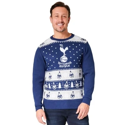 Image of Tottenham Hotspur FC Christmas Jumpers for Men Teenagers Warm Cosy Football Xmas Jumper M 3XL Spurs Gifts (Blue, L)
