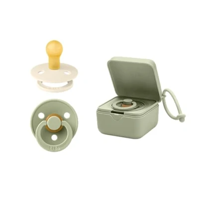 Image of BIBS Pacifier Box Bundle Colourful Pacifiers, Round Natural Rubber Nipple and Sterilizer Complete Set for Happy Babies Size 1 (0 6 Months)