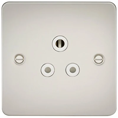 Image of KnightsBridge Flat Plate 5A unswitched socket pearl with white insert