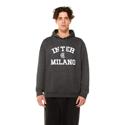 Image of Inter FC Internazionale Milano S.p.A Hooded Sweatshirt, Unisex Adult, Official Product, Back to Stadium Collection, grey, L