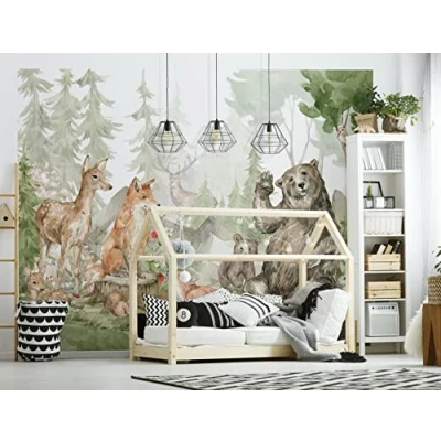 Image of Walltastic Forest Friends Wallpaper Mural, FSC Paper, Multi, 8 feet High x 10 Wide, 1 Size