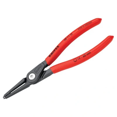 Image of Knipex Precision Circlip Pliers for internal circlips in bore holes grey atramentized, with non slip plastic coating 180 mm (self service card/blister) 48 11 J2 SB