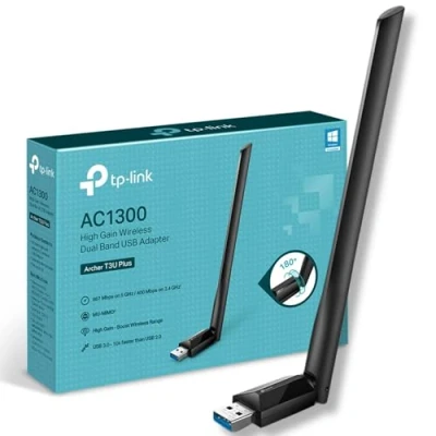 Image of TP Link AC1300 High Gain USB 3.0 Wi Fi Dongle, Dual Band MU MIMO Adapter with 5dBi Antenna for PC/Desktop/Laptop, Supports Windows 11/10/8.1/8/7 (Archer T3U Plus)