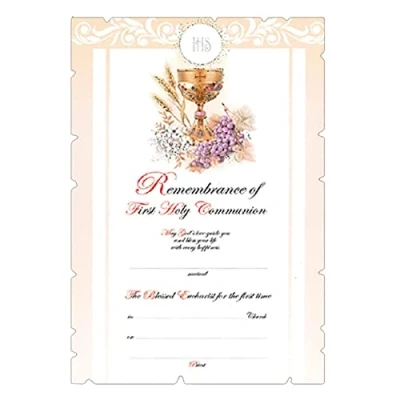 Image of Widdle Gifts Ltd Remembrance of First 1st Holy Communion Certificate C5805 0514