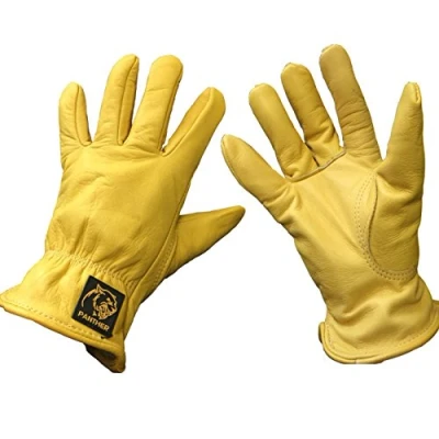 Image of (Pack of 10 Pairs) Parweld Panther Premium Leather Drivers Glove Fully Lined Tough Work Gloves