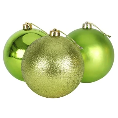 Image of Christmas Concepts® 3 150mm Extra Large Baubles Shiny, Matte &amp; Glitter Design Decorations (Lime Green)