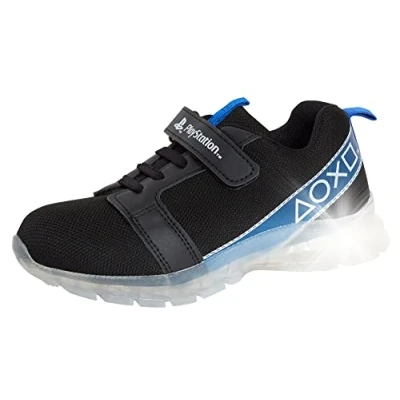 Image of PlayStation Sony Boys Light Up Trainers Kids Gaming Flashing Lights Sports Shoes for Gamers Black 11 UK Child