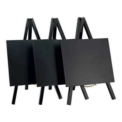 Image of Securit Mini Tripod Table Chalk Board Lacquered Black Finish, 24 cm x 15 (Set of 3), Wood, 2 Einheit
