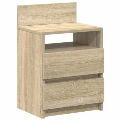 Image of vidaXL Bedside Cabinet/Nightstand Sonoma Oak Two Drawers Engineered Wood Bedroom Furniture 40x33x60cm