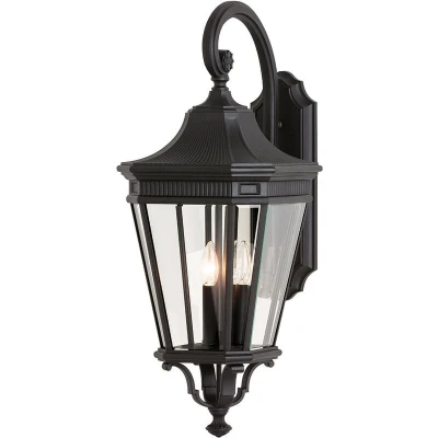 Image of Cotswold Lane 3 Light Outdoor Large Wall Lantern Black IP44, E14