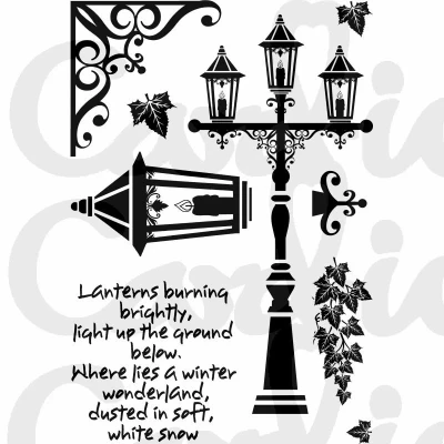 Image of Card io Vintage Lanterns Clear Stamp Set, Synthetic Material, 22.4 x 11.3 0.3 cm