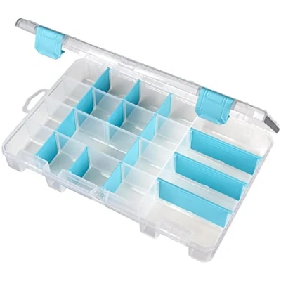 Image of ArtBin 6944AG Medium Anti Tarnish Box with Removable Dividers, Jewelry &amp; Craft Organizer, [1] Plastic Storage Case Technology, Clear Aqua Accents