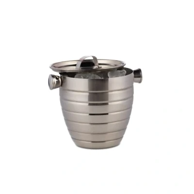Image of bar@drinkstuff Manhattan Nights Stainless Steel Ribbed Ice Bucket 1.8ltr