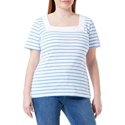 Image of Armor Lux Women&#039;s Square Neck Sailor Sweater, White/Lobelia, L