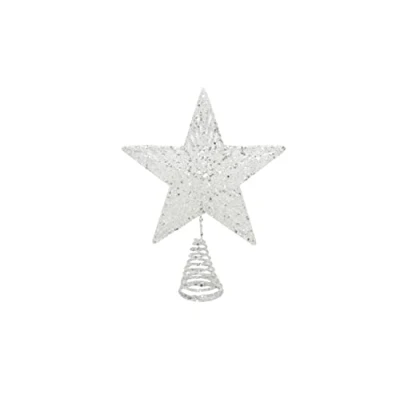 Image of Gisela Graham Festive White Glitter Tree Top Star, ONE, JNS_454680