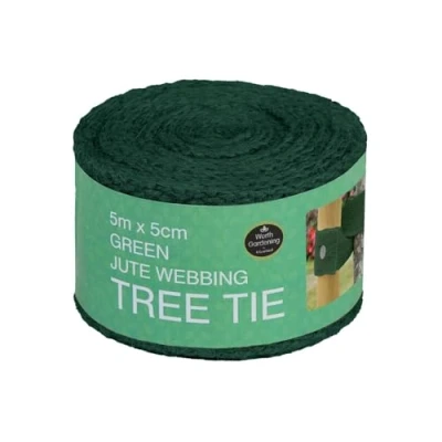 Image of Garland 5m x 5cm Green Jute Webbing Tree Tie (Loose)