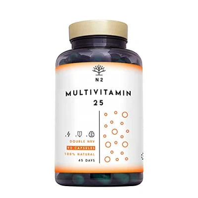Image of Vitamin C and D HIGH DOSE 200% of The Recommended Daily Value Multivitamin 25 Vitamins &amp; Minerals Zinc Magnesium E B1 B12 B6 Women Men 90 Capsules N2 Natural Nutrition