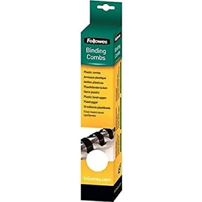 Image of Fellowes A4 8 mm Plastic Binding Combs for Comb Machine, Binds 21 to 40 Pages, White, Pack of 25, 5330403
