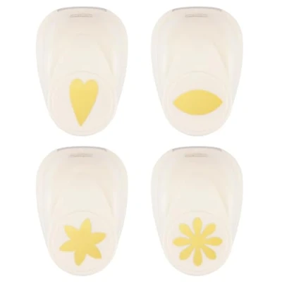 Image of Vaessen Creative Craft Paper Punch Flowers 4 Pcs Various Sizes Circle Cutter for Crafting and Card Making Heart, Petal, Flower, Daisy