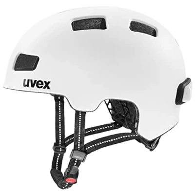 Image of uvex city 4 reflex lightweight bike helmet for men &amp; women individual fit reflective panels white matt 55 58 cm