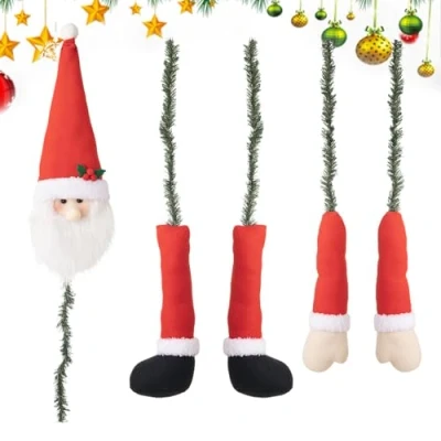 Image of Christmas Tree Santa Topper Topper, Decor Topper,Winter Ornament Supplies Snowman Decorations With Scarf And Hat For Home Holiday Festive