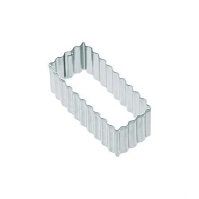 Image of KitchenCraft KC3433 Rectangle Cookie Cutter, Fluted, Stainless Steel, 7.5 x 4 2.5 cm, Silver