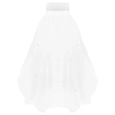 Image of FRCOLOR Short Bridal Veil,15.7&#039;&#039; Lace Wedding Veil with Comb Communion for Brides Shower Hen Party