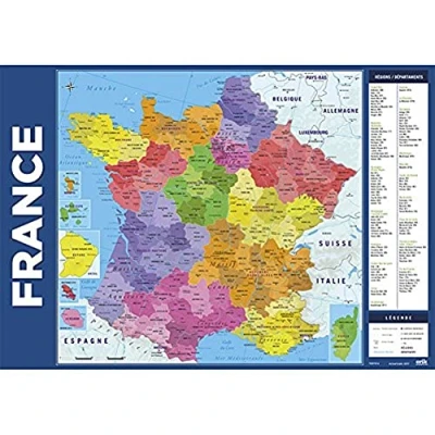 Image of Grupo Erik Carte De France 2017 Desk Mat in French Decor 13.5 x 19.5 inches 34.5 49.5 cm Pad Protector Cute Stationery Back to School Supplies World Map for Kids