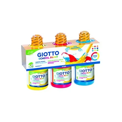 Image of GIOTTO Super Washable School Paint, Ready to Use, 3 x 250ml Classic Colours, Ideal for Children, Parties and Schools