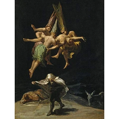 Image of Wee Blue Coo Goya The Witches&#039; Flight Art Print Poster Wall Decor 12X16 Inch