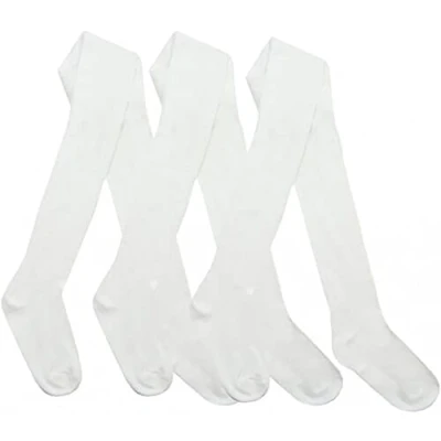 Image of KAV Girls Tights Simple and Smooth Cotton for Children Skin Friendly Bottoms Everyday Casual Wear, Indoor Outdoor White, 3 4 Year, 3pcs