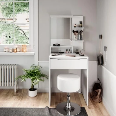 Image of Vicco Vanity table Ruben, White, 60 cm with stool