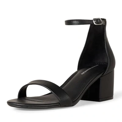 Image of Amazon Essentials Women&#039;s Two Strap Heeled Sandal, Black Faux Leather, 4 UK