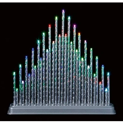 Image of Metal Candlebridge, Pipe Candle Arch Bridge Window Decoration with 33 Colour Changing Mulitcolour LED Lights, 32cm, Silver