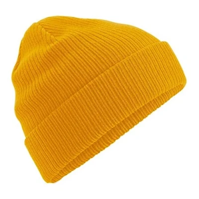 Image of Beechfield B50N Organic Cotton Beanie Eco Friendly, Unisex Hat Mustard