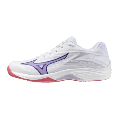 Image of Mizuno Thunder Blade Z Volleyball shoes, Women&#039;s, Size: 9, White/lilac/pink Textile/synthetics