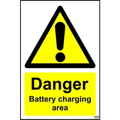 Image of Danger Battery Charging Area Self Adhesive Sticker 200mm x 300mm