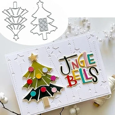 Image of Christmas Tree Metal Die Cuts,Merry Star Snowflake Cutting Dies Cut Stencils for DIY Embossing Photo Decorative Paper Scrapbooking Card Making