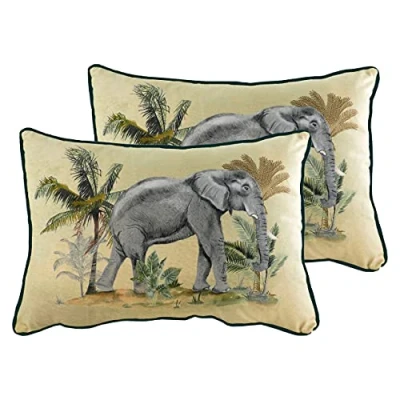 Image of Evans Lichfield Kibale Elephant Cushions (Twin Pack) Multicolour Size 35cm (w) x 50cm (l)