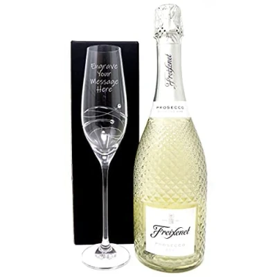 Image of Personalised Diamante Flute Glass &amp; Freixenet Prosecco 75cl (No Gift Box)
