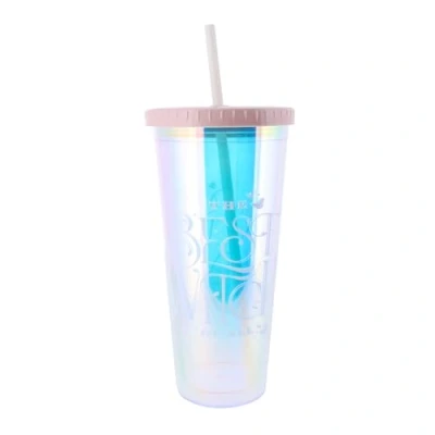 Image of Blueprint Collections Wicked Holographic Beaker with Straw and Lid 650 ml Capacity Official Merchandise Movie Musical Glinda &amp; Elphaba