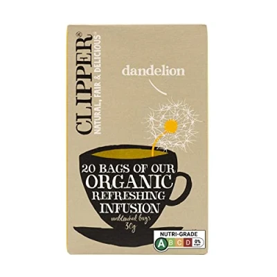 Image of Clipper Organic Dandelion Tea Bags 120 Leaf Infusion Teabags (6 x Boxes of 20) Bulk Buy for Home &amp; Catering Caffeine Free Herbal Natural, Unbleached Biodegradable