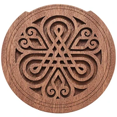 Image of Plouluyt Guitar Wooden Soundhole Sound Hole Cover Block Feedback Buffer Mahogany Wood for EQ Acoustic Folk Guitars 7#