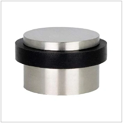 Image of EVI Herrajes I 140 Door Stop, Adhesive, Finish matt INOX (Stainless Steel) Black Rubber