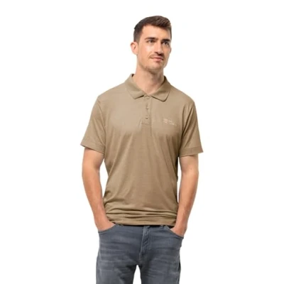 Image of Jack Wolfskin Men&#039;s Travel Polo M T Shirt, Sand Storm, S
