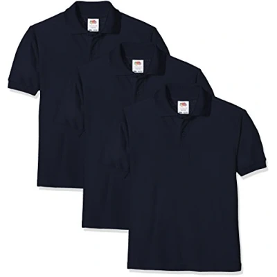 Image of FRUIT OF THE LOOM Unisex Baby Short Sleeve Polo Shirt, Deep Navy, 9 11 Years UK