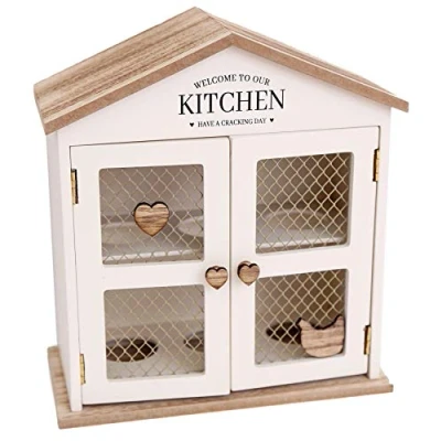 Image of Carousel Home and Gifts Shabby Chic Cream Wooden House Egg Rack Holder Love Heart Kitchen Storage