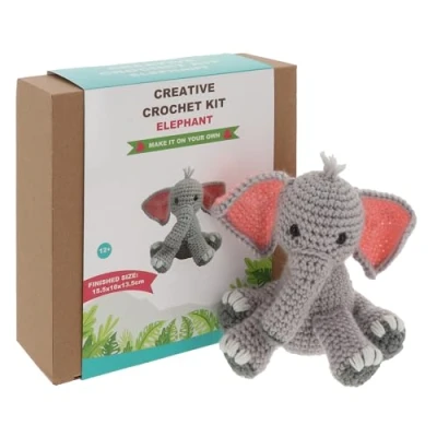 Image of Shudehill Giftware Creative Crochet Kit for Adults DIY Elephant Craft Set, Perfect Beginners, Includes All Materials &amp; Instructions a Fun, Easy Project